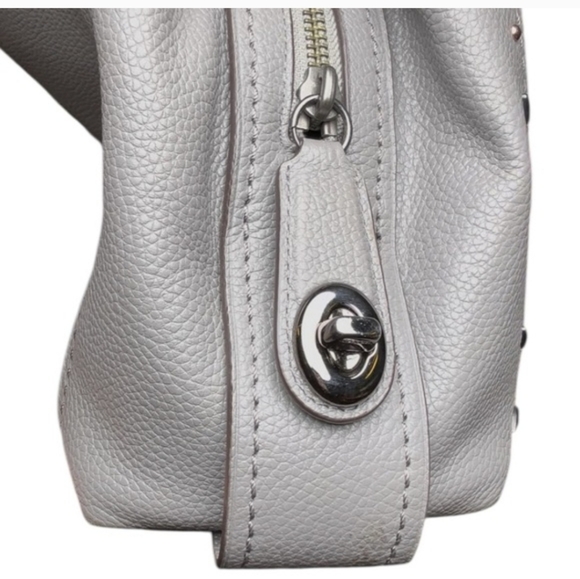Coach Edie 31 Prairie Rivets Turnlock Bag In Gray Leather Gunmetal Hardware - Picture 9 of 12
